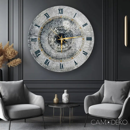 Gümüş Mozaik Desen Cam Saat Kırılmaz Cam Saat