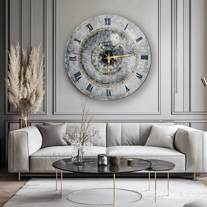 Gümüş Mozaik Desen Cam Saat Kırılmaz Cam Saat