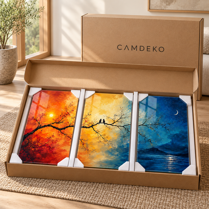 CAMDEKO üçlü cam tablo korumalı kraft kutu paketleme