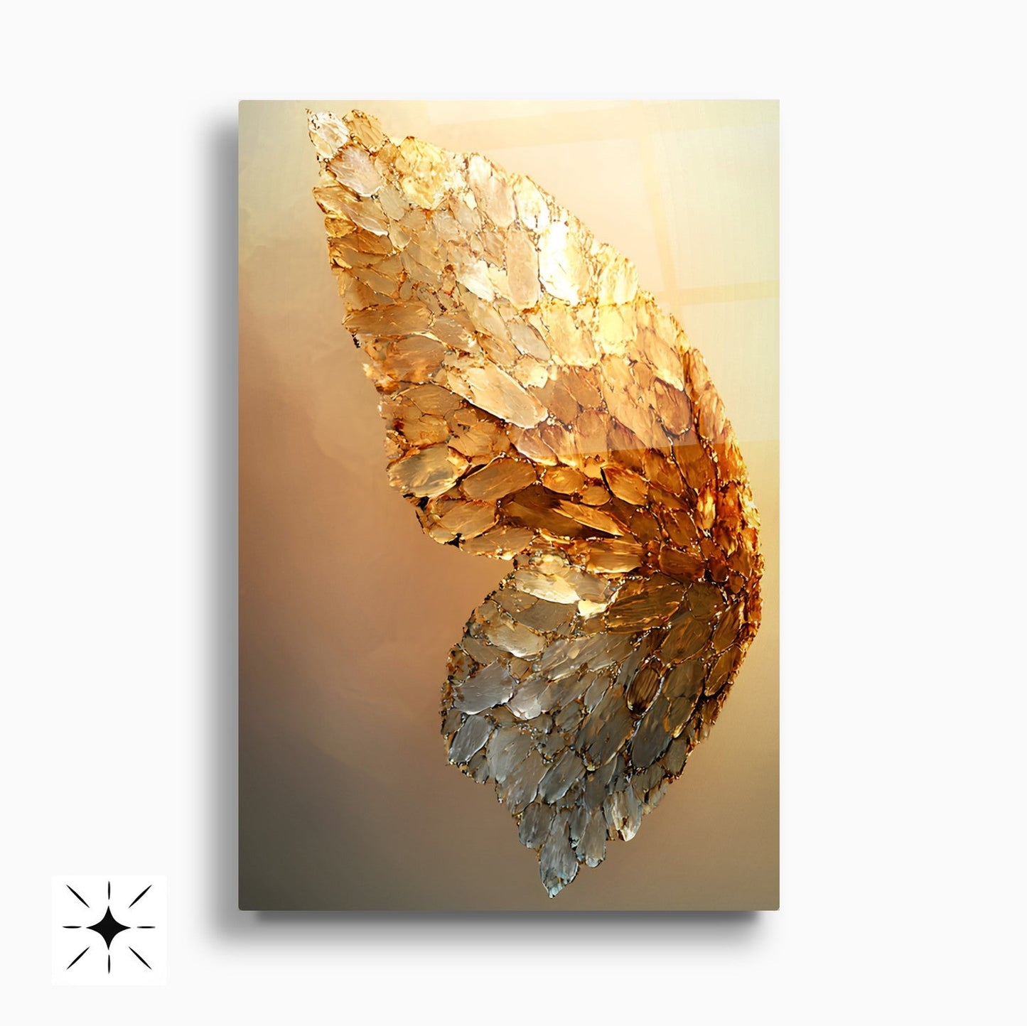 Gold Melek Kanatları İkili Set Cam Tablo