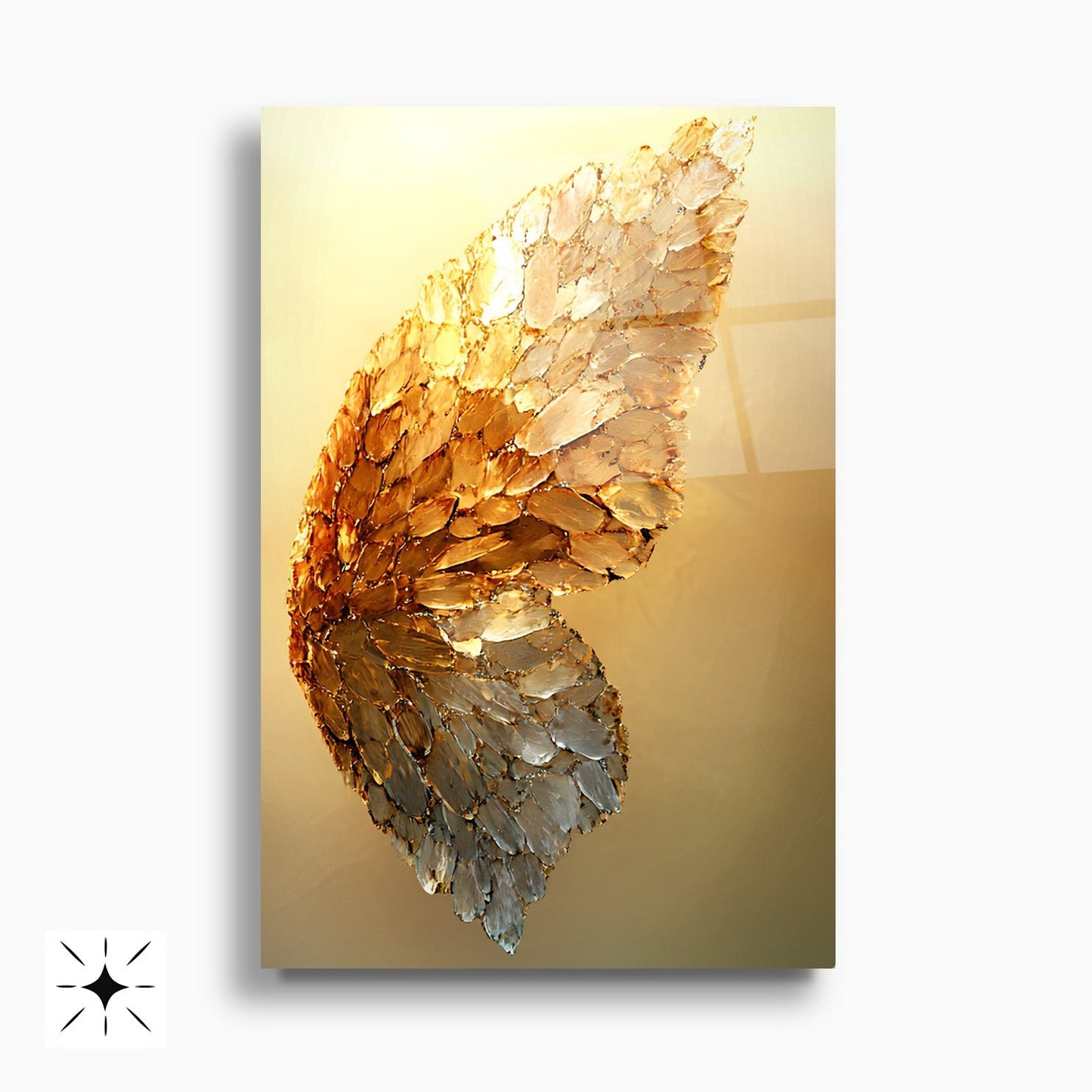 Gold Melek Kanatları İkili Set Cam Tablo