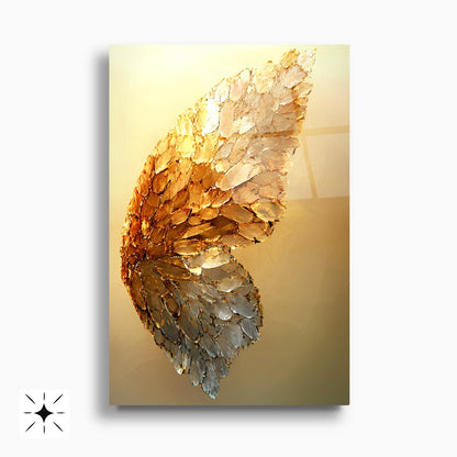 Gold Melek Kanatları İkili Set Cam Tablo