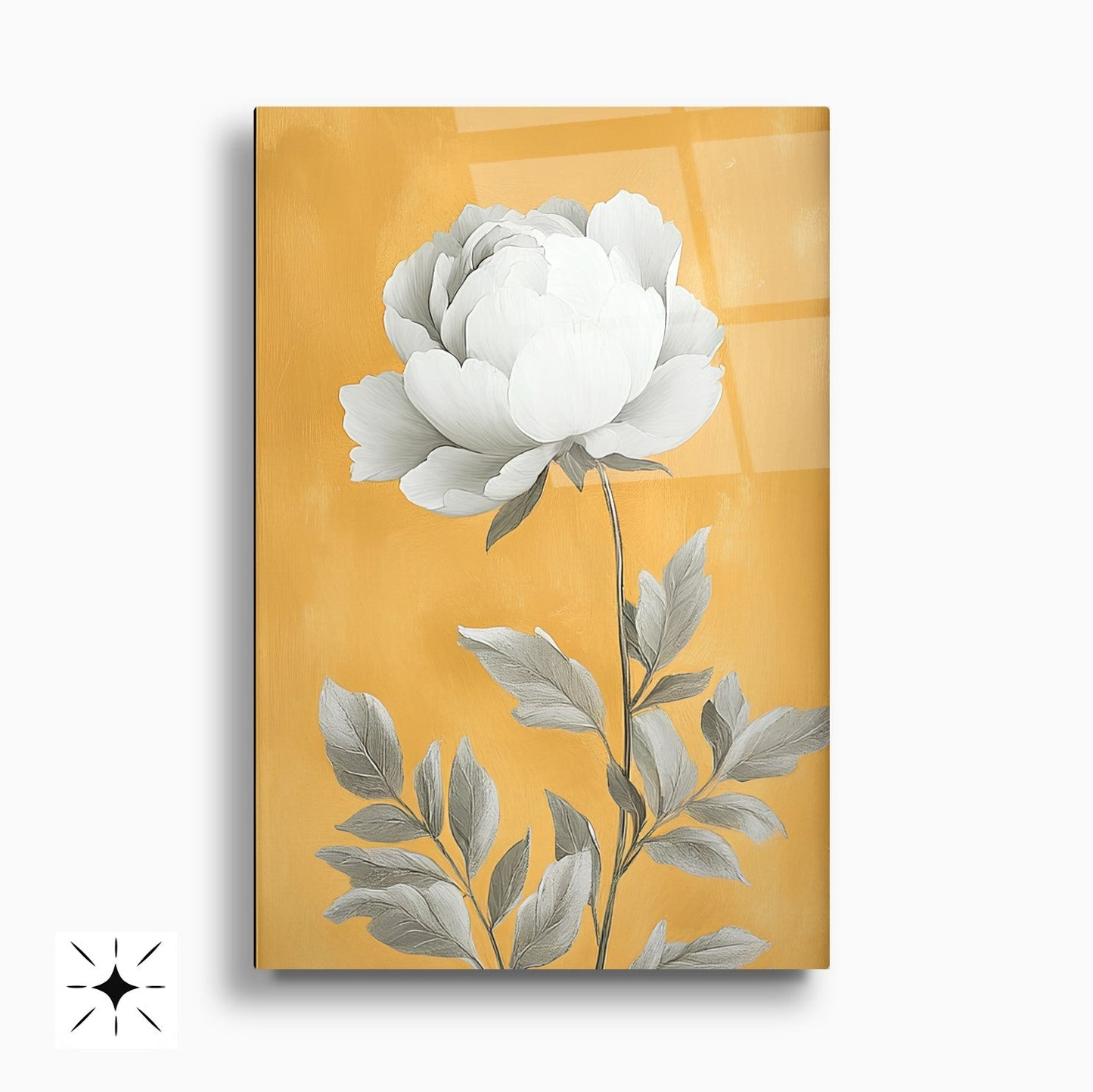 Beyaz Çiçekler İkili Set Cam Tablo