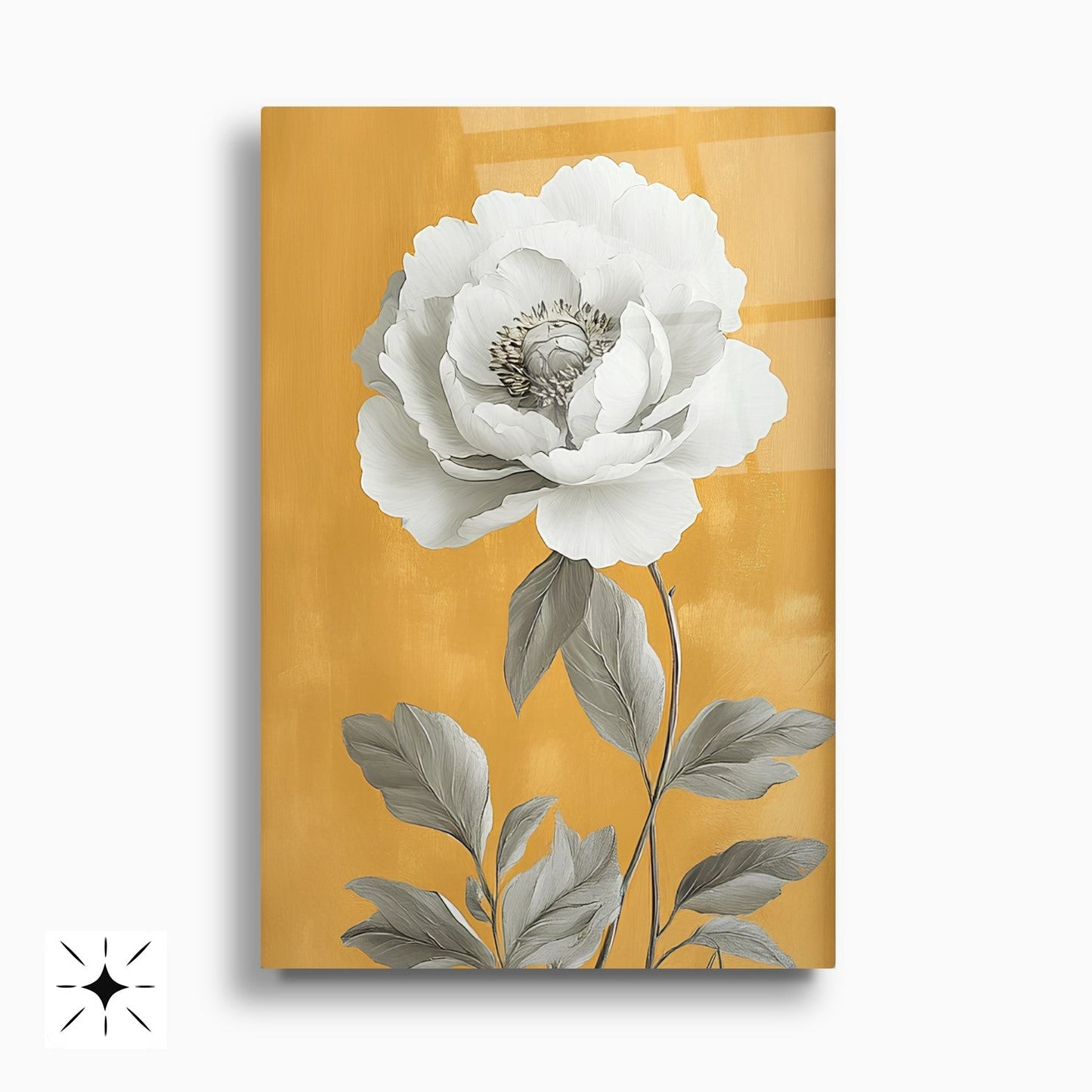 Beyaz Çiçekler İkili Set Cam Tablo