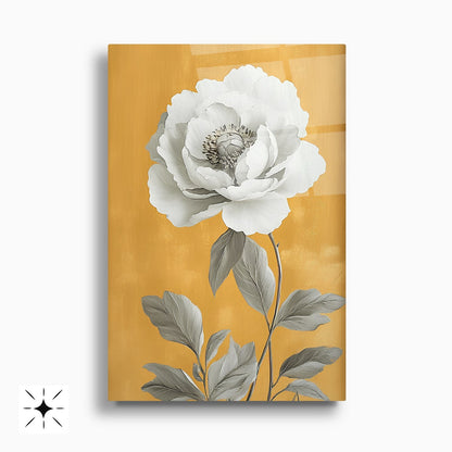 Beyaz Çiçekler İkili Set Cam Tablo