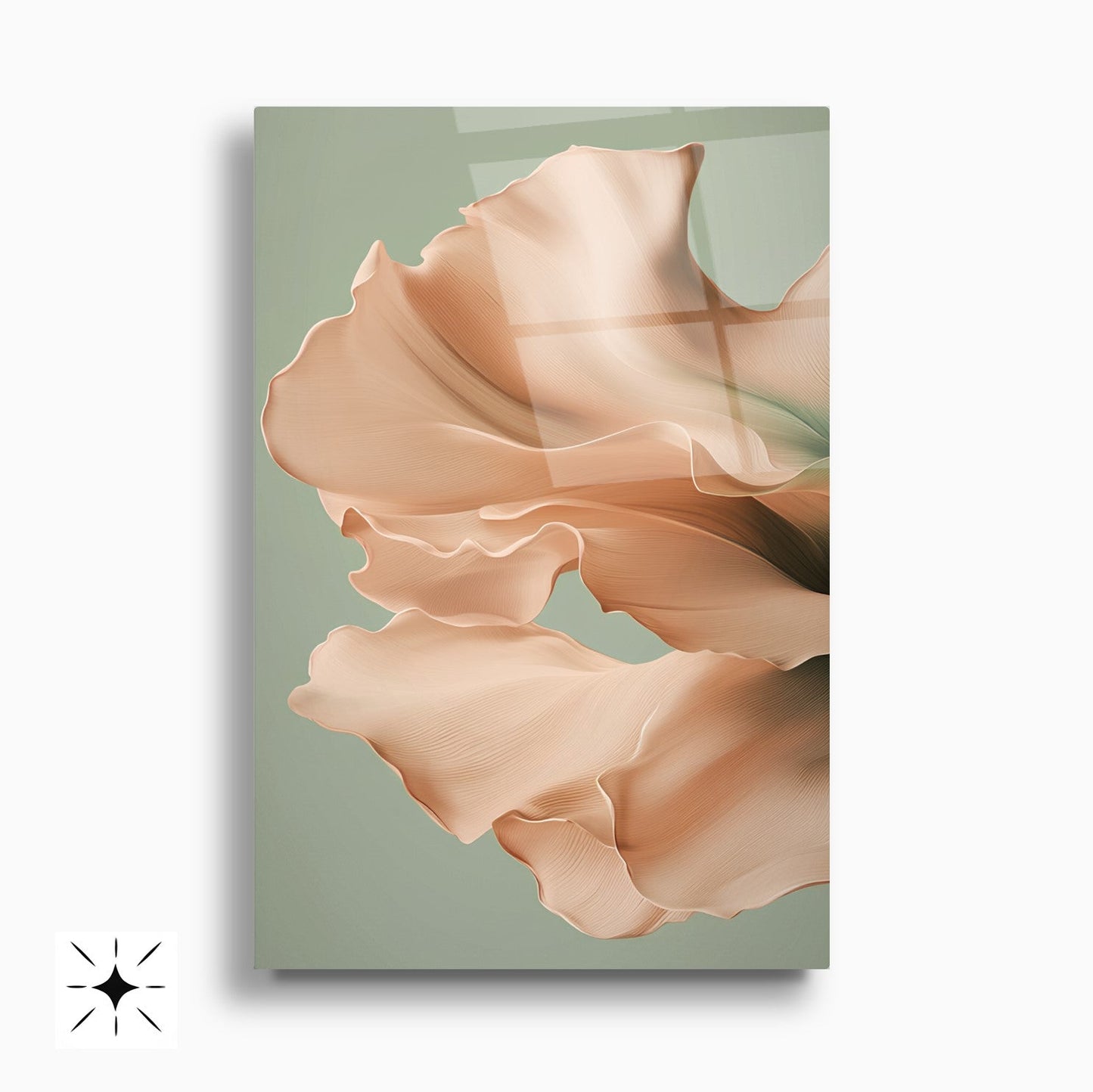 Pembe Yeşil Çiçek İkili Set Cam Tablo