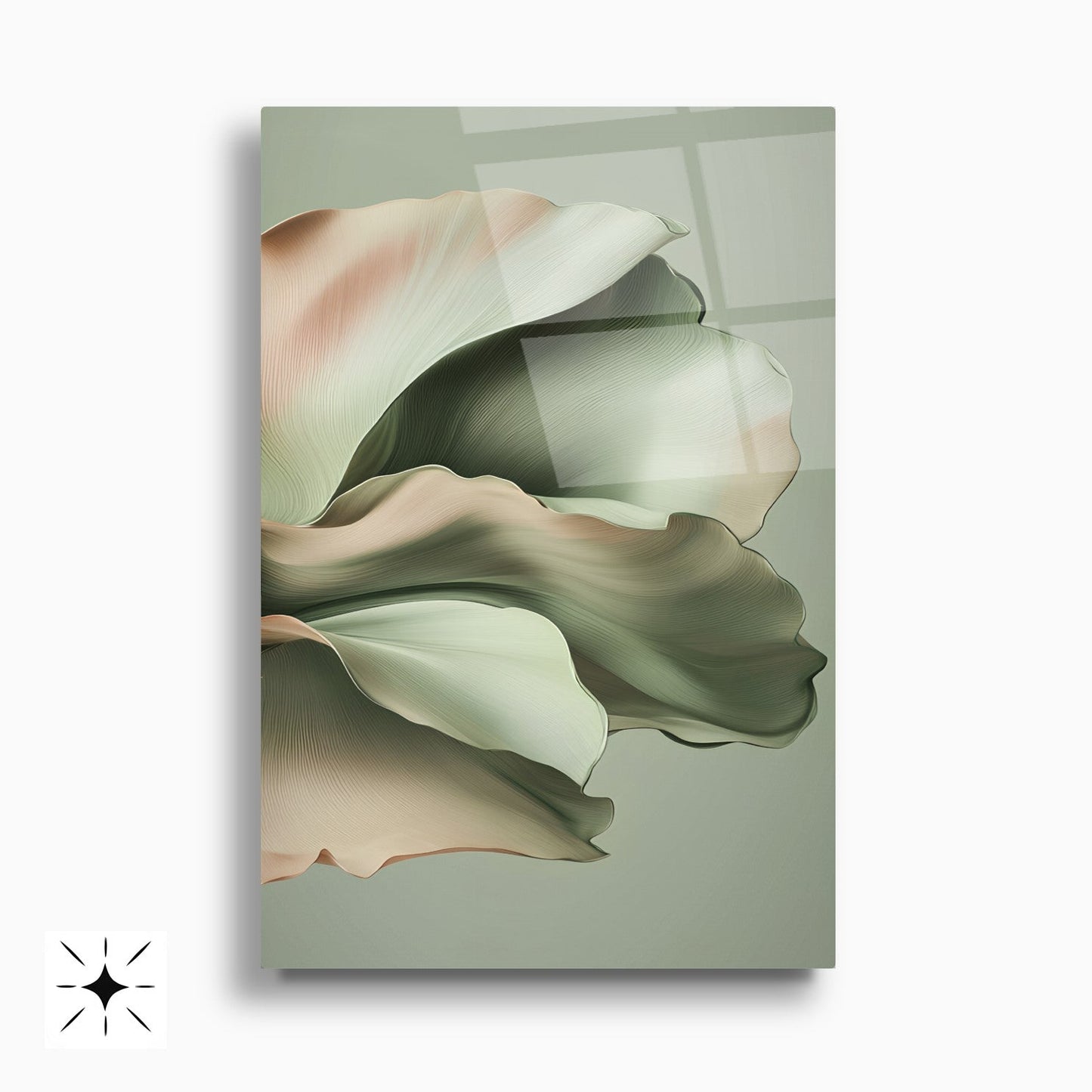 Pembe Yeşil Çiçek İkili Set Cam Tablo