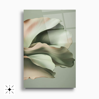 Pembe Yeşil Çiçek İkili Set Cam Tablo