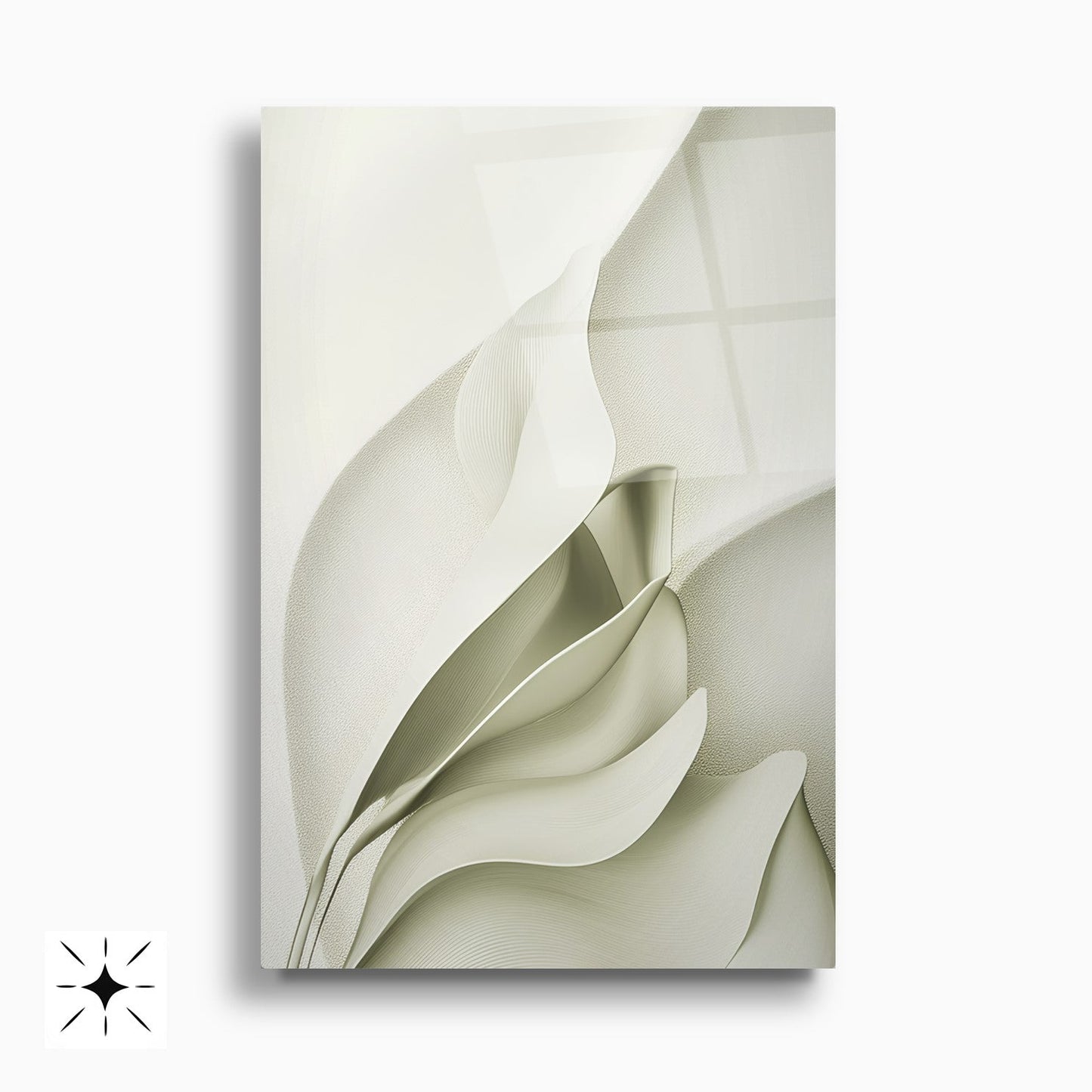 Soyut Yeşil Yapraklar İkili Set Cam Tablo