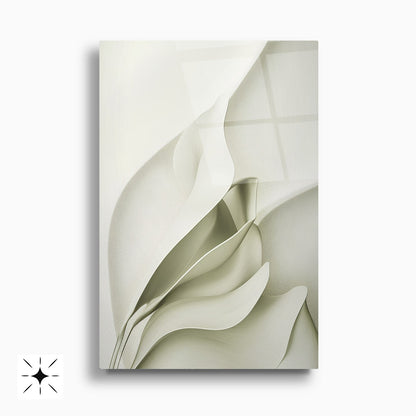 Soyut Yeşil Yapraklar İkili Set Cam Tablo