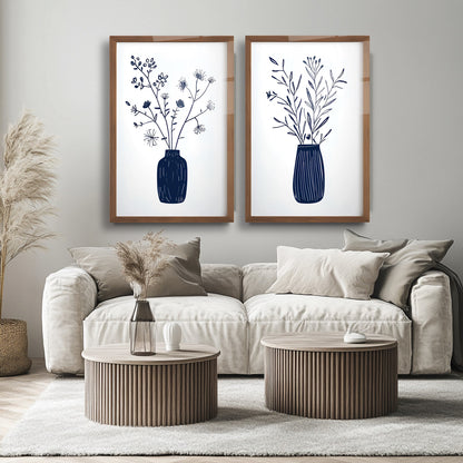 Minimal Çiçekler İkili Set Cam Tablo