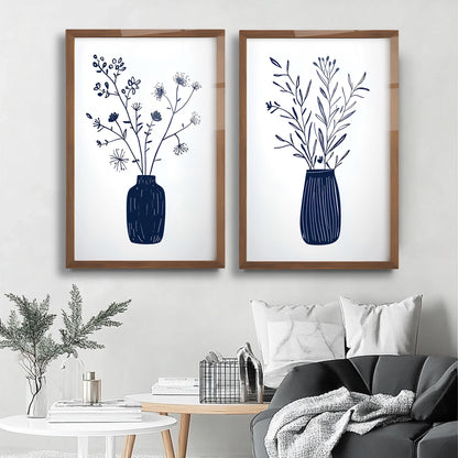 Minimal Çiçekler İkili Set Cam Tablo