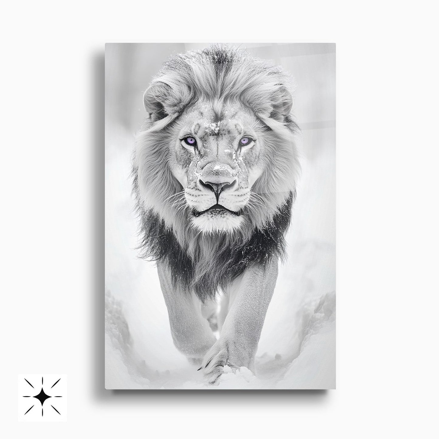 Siyah Beyaz Aslan İkili Set Cam Tablo