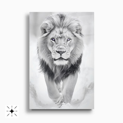Siyah Beyaz Aslan İkili Set Cam Tablo