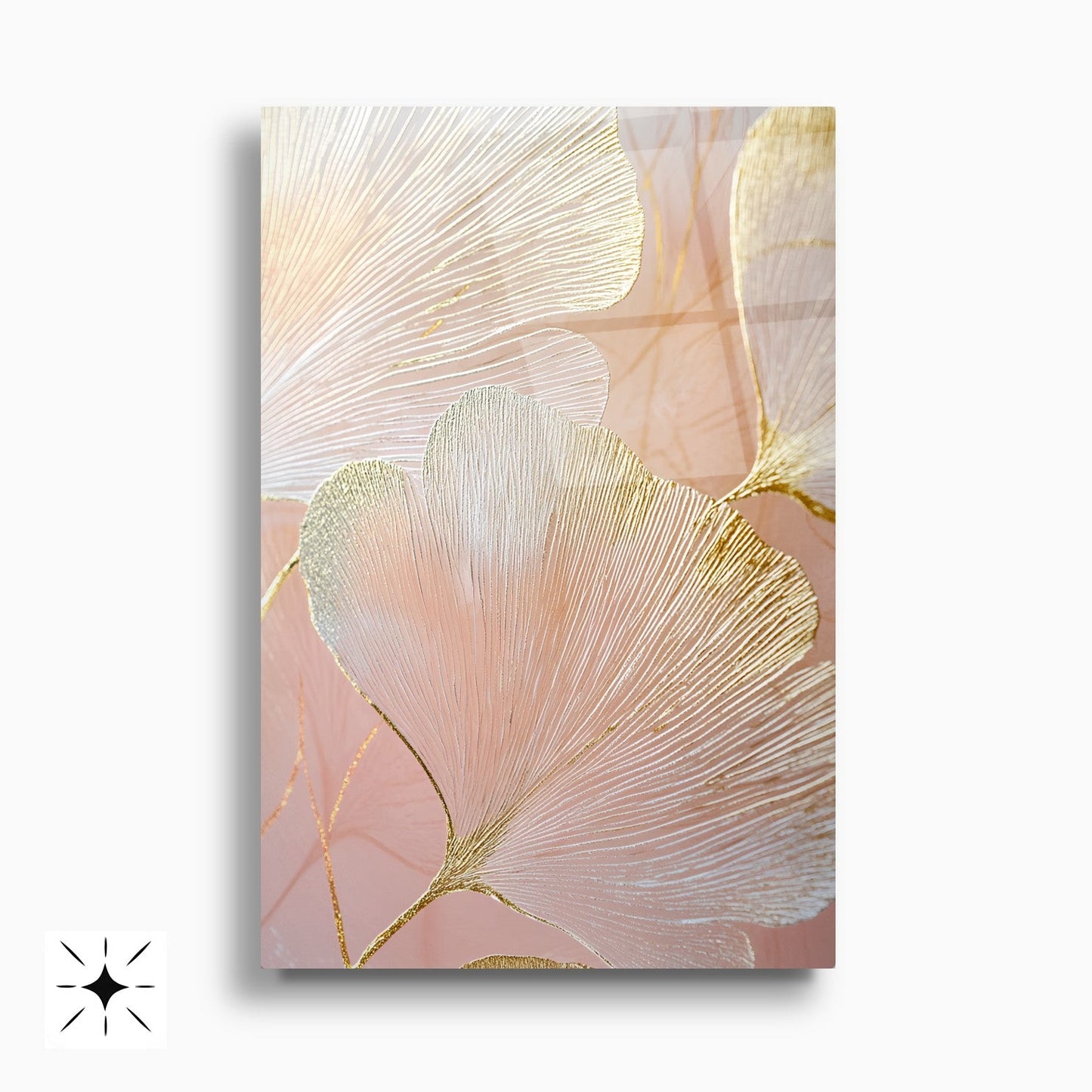 Pembe Gold Çiçekler İkili Set Cam Tablo