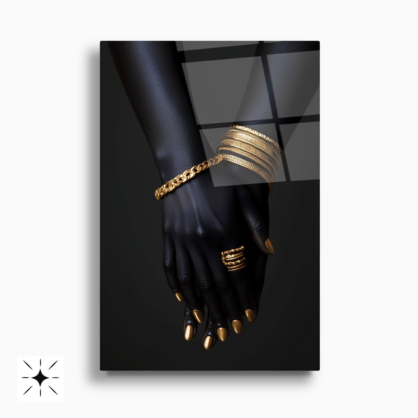 Mücevherli Siyahi Kadın İkili Set Cam Tablo