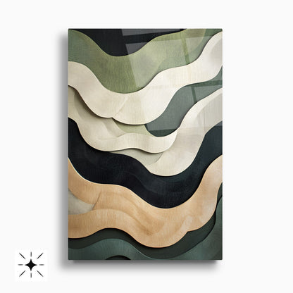 Renkli Soyut Dalgalar İkili Set Cam Tablo