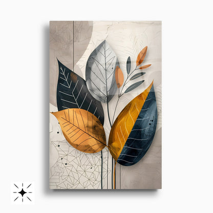 Renkli Soft Yapraklar İkili Set Cam Tablo