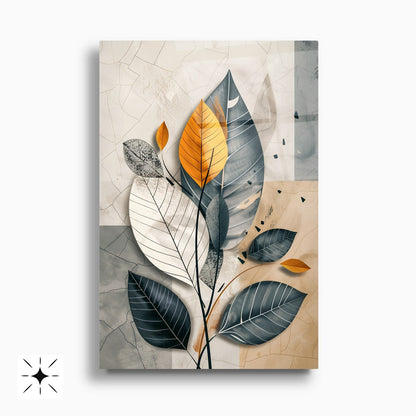 Renkli Soft Yapraklar İkili Set Cam Tablo