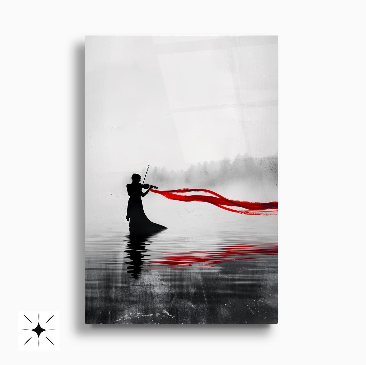 Kırmızı Detaylar İkili Set Cam Tablo