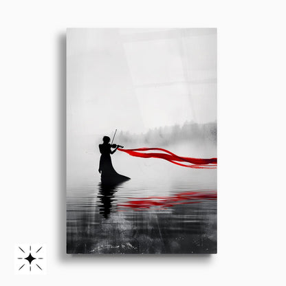 Kırmızı Detaylar İkili Set Cam Tablo