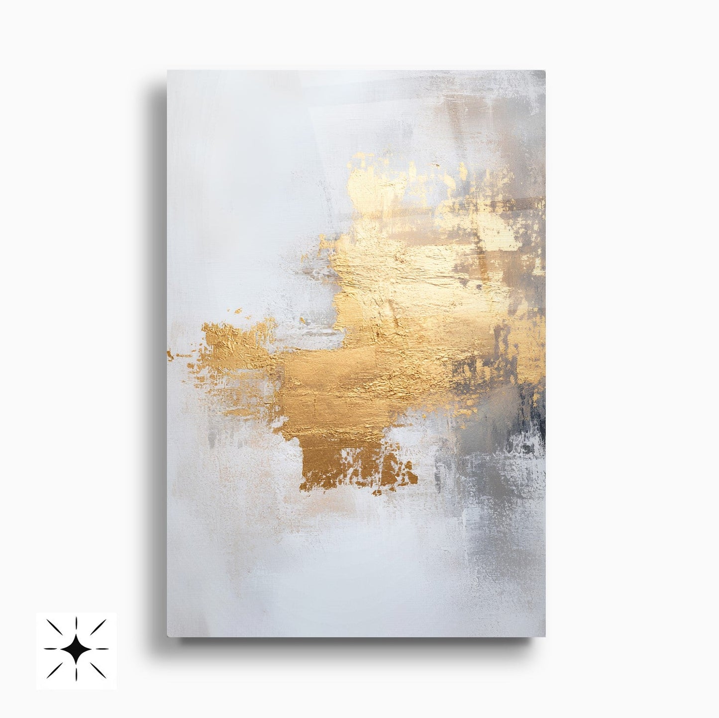 Soyut Gold İkili Set Cam Tablo