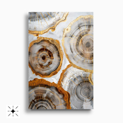 Gold Soyut Halkalar İkili Set Cam Tablo