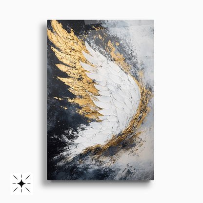 Gold Detay Melek Kanatları İkili Set Cam Tablo