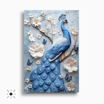 Mavi Tavus Kuşları İkili Set Cam Tablo