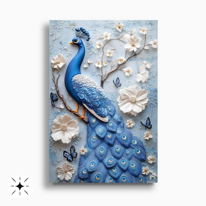 Mavi Tavus Kuşları İkili Set Cam Tablo