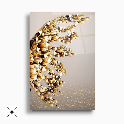 Gold Kristal Melek Kanatları İkili Set Cam Tablo