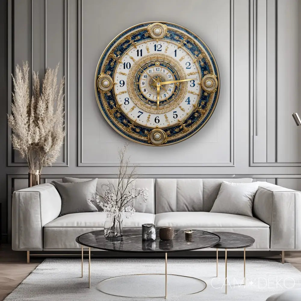 İnci Detaylı Gold Cam Saat Kırılmaz Cam Saat