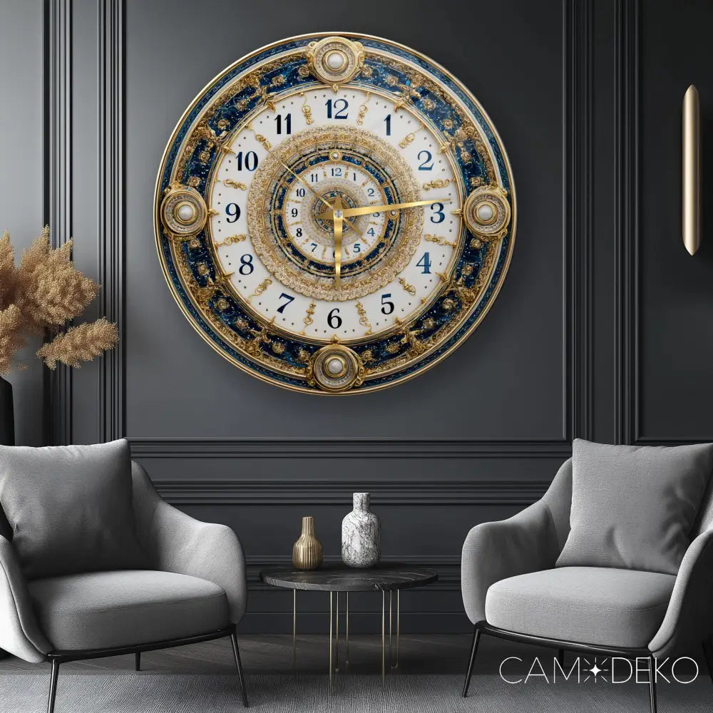 İnci Detaylı Gold Cam Saat Kırılmaz Cam Saat