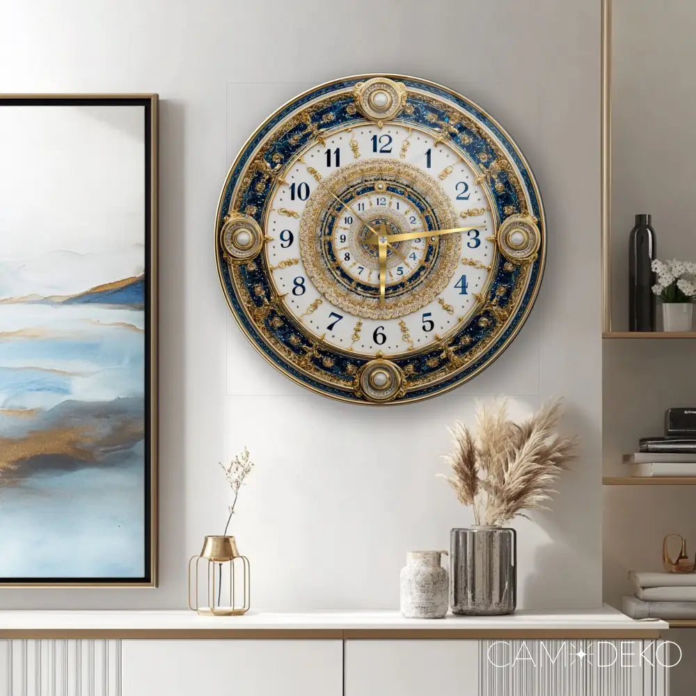 İnci Detaylı Gold Cam Saat Kırılmaz Cam Saat