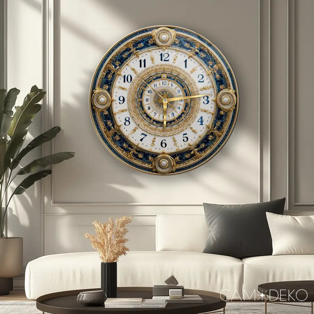 İnci Detaylı Gold Cam Saat Kırılmaz Cam Saat