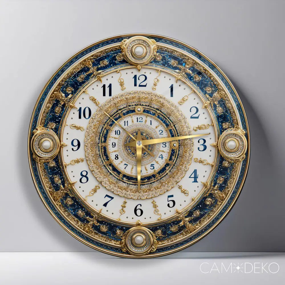 İnci Detaylı Gold Cam Saat Kırılmaz Cam Saat