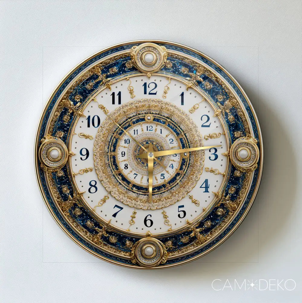 İnci Detaylı Gold Cam Saat Kırılmaz Cam Saat