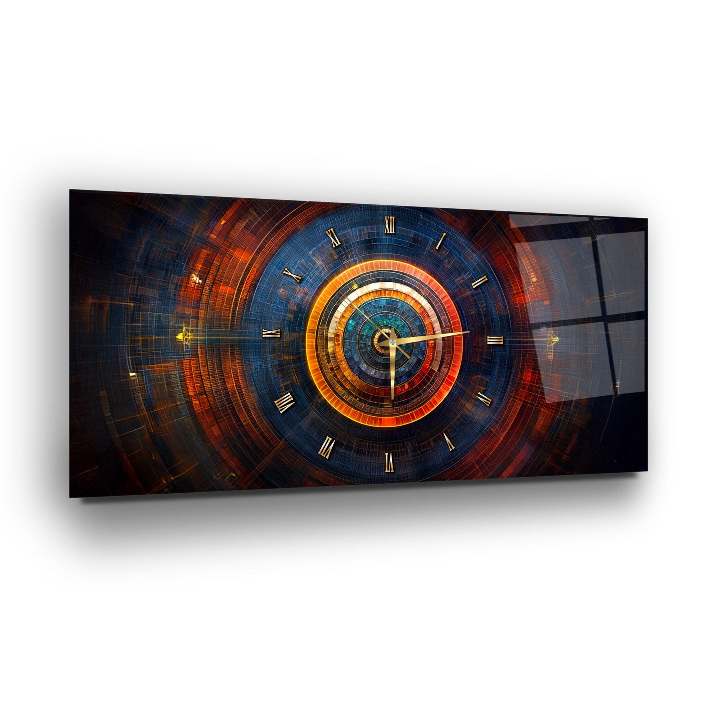 Soyut Etnik Desenler Cam Duvar Saati