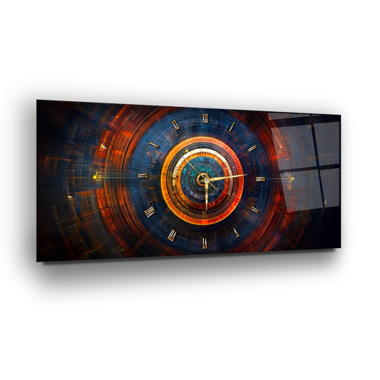 Soyut Etnik Desenler Cam Duvar Saati