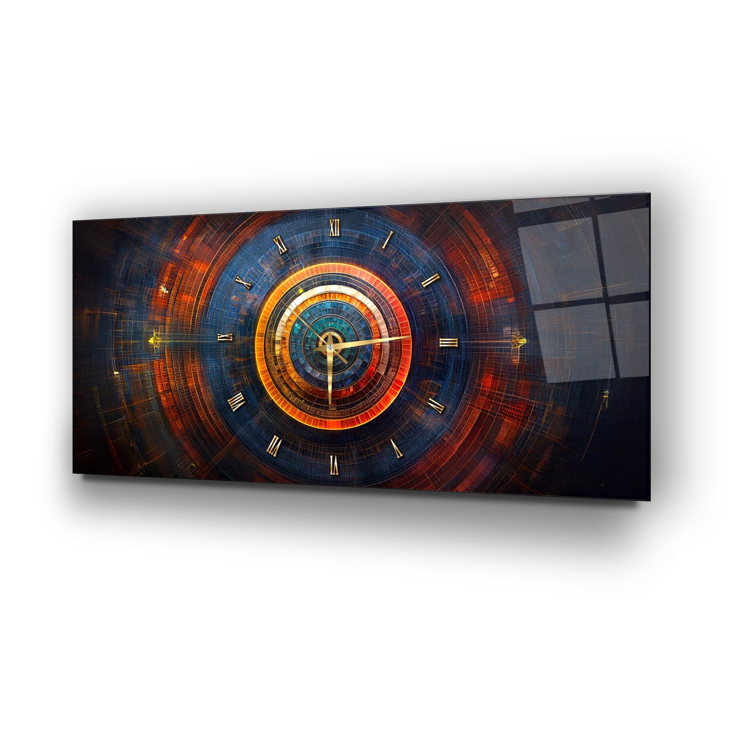 Soyut Etnik Desenler Cam Duvar Saati