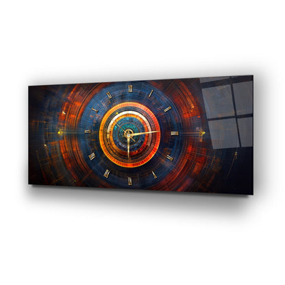 Soyut Etnik Desenler Cam Duvar Saati