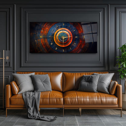 Soyut Etnik Desenler Cam Duvar Saati