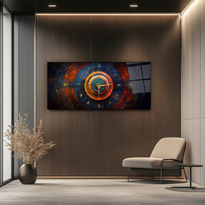 Soyut Etnik Desenler Cam Duvar Saati