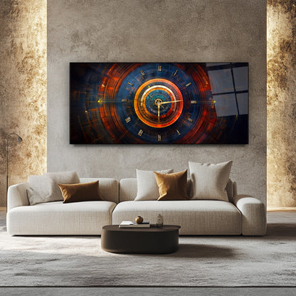 Soyut Etnik Desenler Cam Duvar Saati