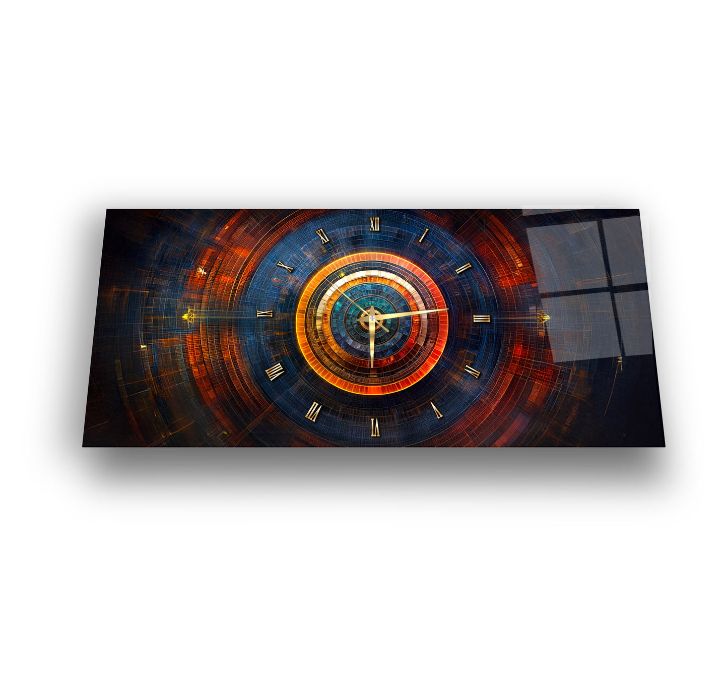 Soyut Etnik Desenler Cam Duvar Saati