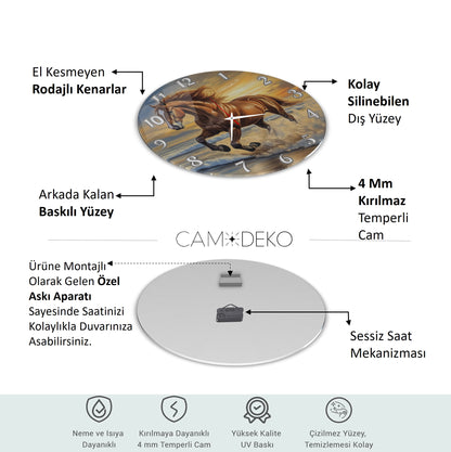 Kahverengi At Cam Tablo Saat