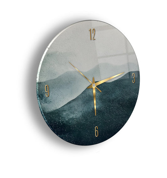 Soyut Minimal Yeşil Cam Tablo Saat
