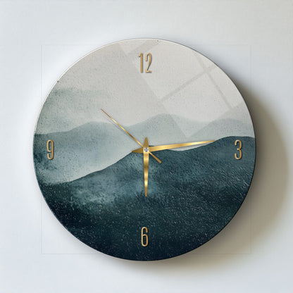 Soyut Minimal Yeşil Cam Tablo Saat