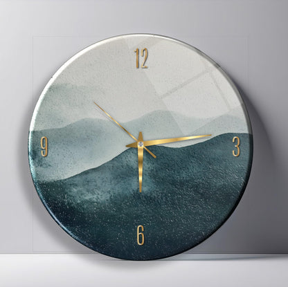 Soyut Minimal Yeşil Cam Tablo Saat