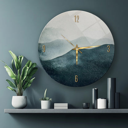 Soyut Minimal Yeşil Cam Tablo Saat